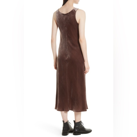 NWT $395 Vince Velvet Tank Midi Dress In Cocoa Bean - Picture 3 of 6